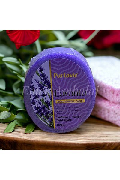 Purlaive Lavender Natural Sponge Soap 1 Piece 100gr