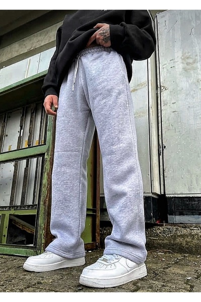 FİTGO Ανδρικό φαρδύ ίσιο πόδι, χαλαρή εφαρμογή, άνετο φούτερ με φλις εσωτερικά