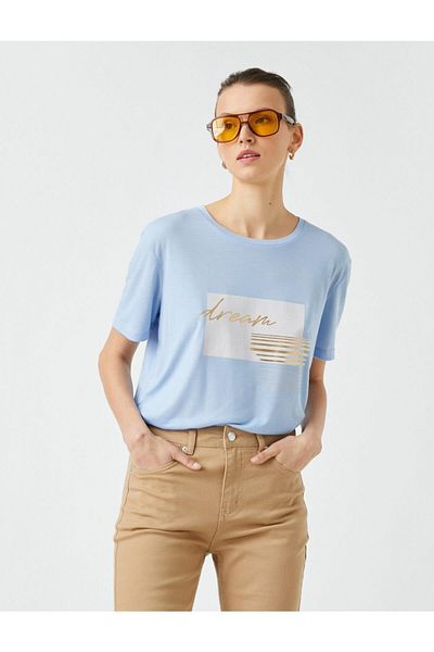 Koton Potištěné tričko s krátkým rukávem Crew Neck