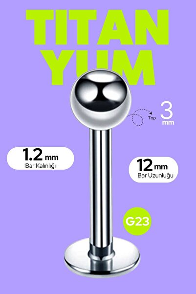 Luckshery %100 G23 Titanyum Piercing Labret Helix Dudak Tragus Kıkırdak Gümüş...