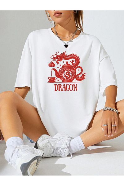 Jose Clothing Μπλουζάκι Unisex Λευκό εμπριμέ από οργανικό βαμβάκι Oversize κοντό μανίκι