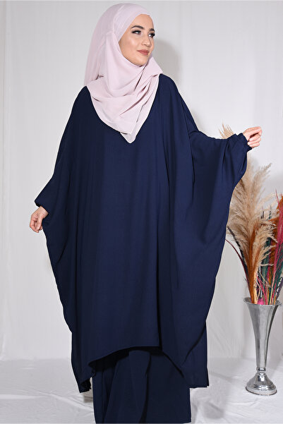 Ns nowascarf بنطلون تونيك طقم مزدوج قماش Aerobin أزرق داكن