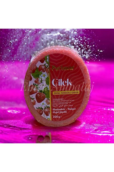 Purlavie Strawberry Natural Sponge Soap 1 Piece 100gr