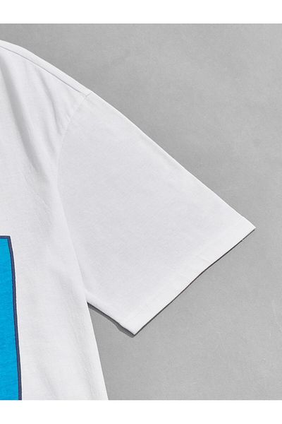 Jose Clothing Μπλουζάκι Unisex Λευκό εμπριμέ από οργανικό βαμβάκι Oversize με κοντό μανίκι