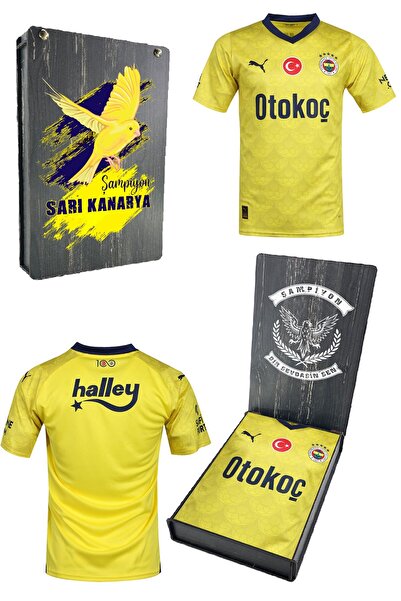 Fenerbahçe Orijinal Yeni Sezon Sarı Forma FB Kanarya Baskılı Hediyelik Ahşap Kutulu