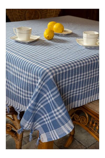 by ballı biocotton Față de masă naturală și cârpă de picnic și față de masă în carouri cu model 170x170cm