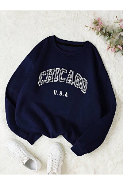 MOONBULL Unisex majica Chicago USA Štampano Oversize kroj