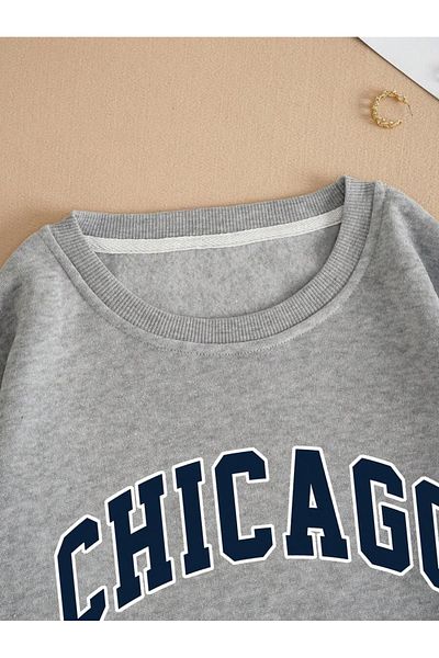 MOONBULL Unisex mikina Chicago USA s potiskem oversize