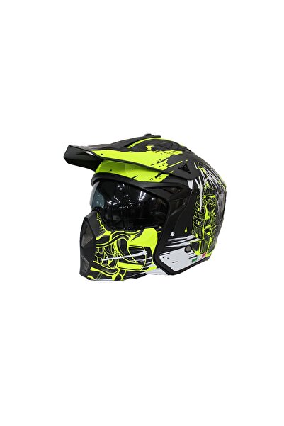 Sway X1-X SEUL ÇENE ÇIKARILIR MATT WARRİOR BLACK YELLOW WHİTE MODÜLER MOTOSİKLET KASK