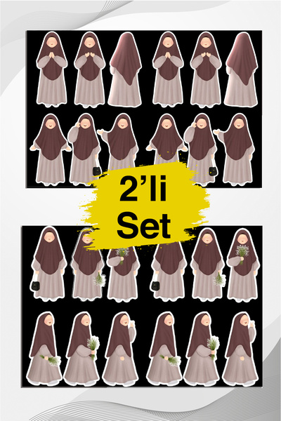 LiyaCraft Set od 2 komada naljepnica sa temom devojke u hijabu, pogodan za pl...