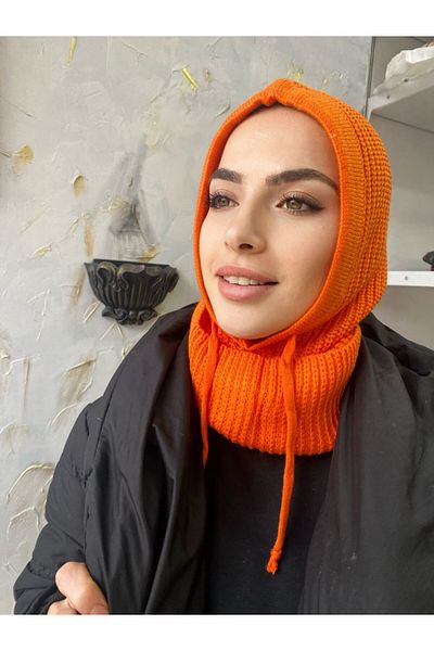 Nilbutik Black Balaclava Ribbed Knitted Beanie Headgear