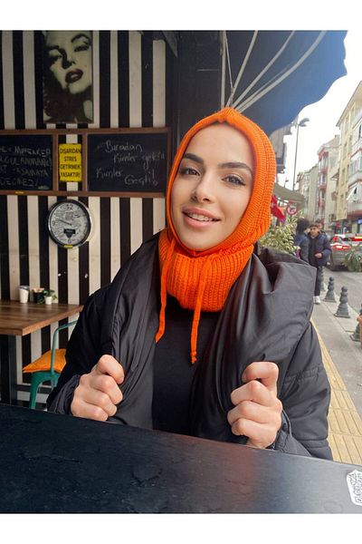 Nilbutik Black Balaclava Ribbed Knitted Beanie Headgear