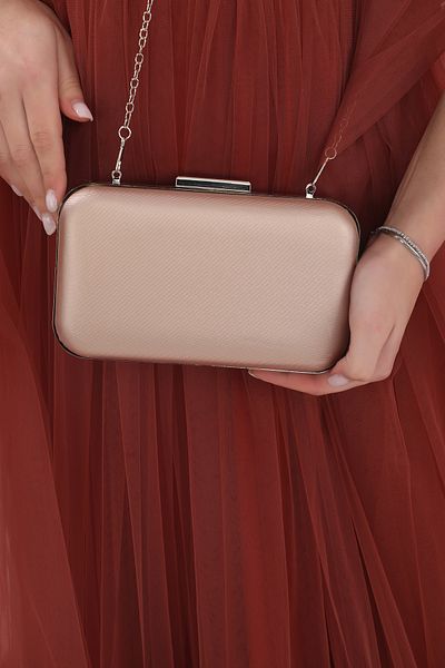 womenacs Βραδινό φόρεμα με μοτίβο σε σκόνη Clutch Γυναικεία τσάντα χειρός και μακρύ λουράκι