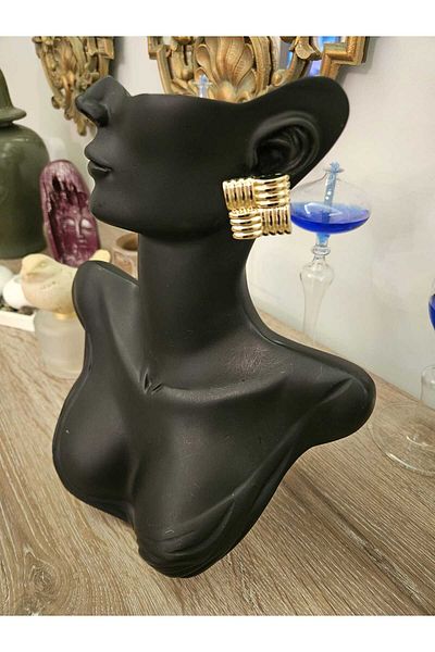 misstakıjewerly Square Patterned Steel Earrings