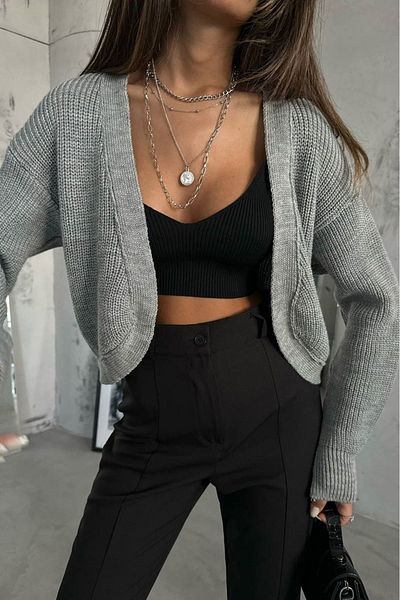 Secret Passion Lingerie New Season Women's Piping Detailed Crop Knitwear Cardigan 23W21003