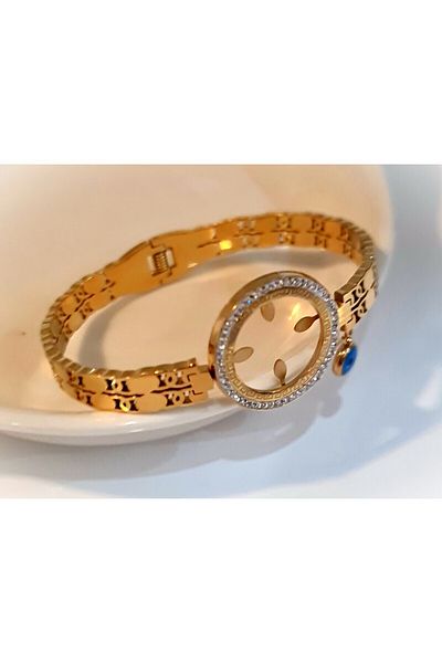 stainles steel Steel Quadrilateral Evil Eye Beaded Handcuffs Bracelet