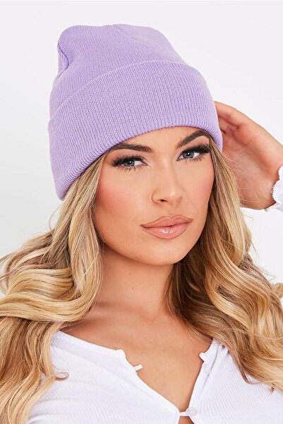 Boldy Класична спортивна шапка з трикотажу Шапка без вишивки Шапка унісекс Пряма шапка Шапка унісекс Пряма класична шапка Ліла