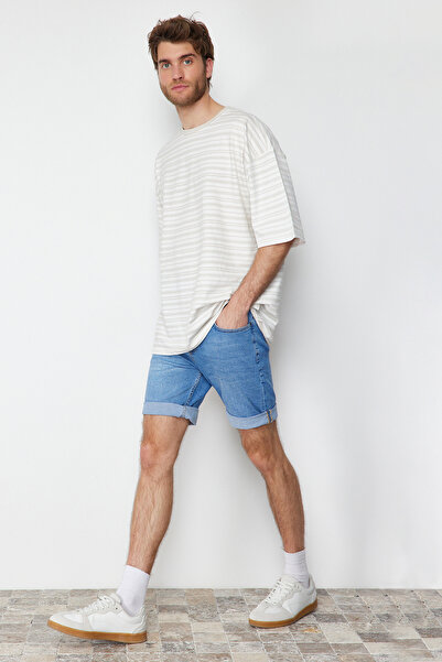 Trendyol Collection Μπλε Skinny Fit Τζιν Τζιν σορτς TMNSS21SR0486