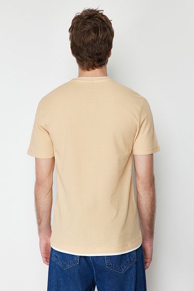 Trendyol Collection Μπλουζάκι Basic Beige - 100% βαμβάκι, κανονική εφαρμογή TMNSS24TS00132