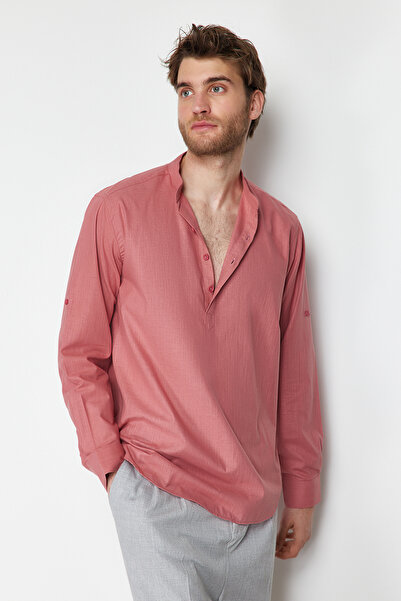 Trendyol Collection Dusty Rose Judge gallérú epaulette ing - normál szabású TMNSS24GO00039