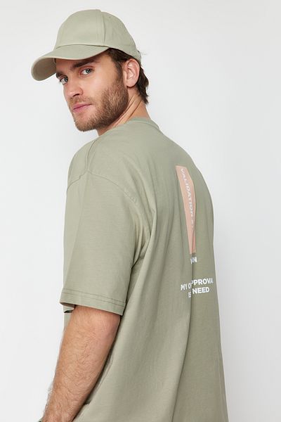Trendyol Collection Mint Colored Oversize Printed Cotton T-Shirt - TMNSS24TS00014