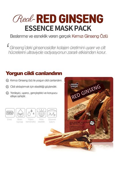 May Island Pack of 10 Red Ginseng Essence Paper Face Mask - Energy and Elasticity on the Skin Sweater