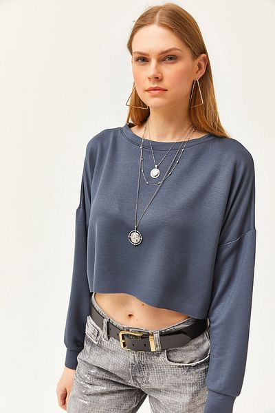 Olalook Tricou pentru damă, afumat, modal, cu textura moale, crop liliac TSH-19000776