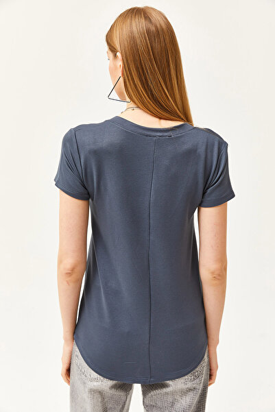 Olalook Γυναικείο T-Smoked Deep V Neck T-shirt TSH-19000773