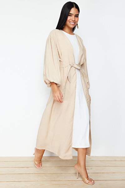 Trendyol Modest Stone Belted Long Woven Cap & Ferace & Abaya TCTSS24KF00001
