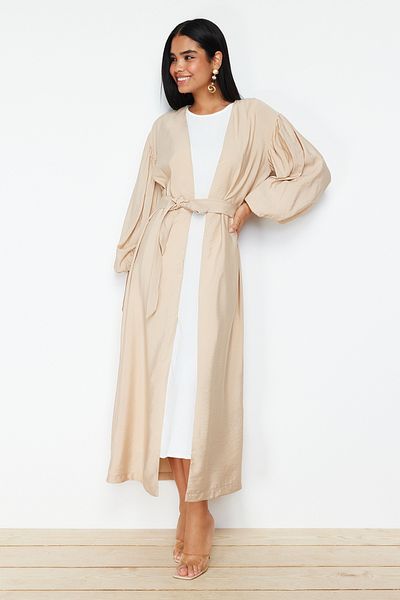Trendyol Modest Lange gewebte Mütze mit Steingürtel &amp; Ferace &amp; Abaya TCTSS24KF00001
