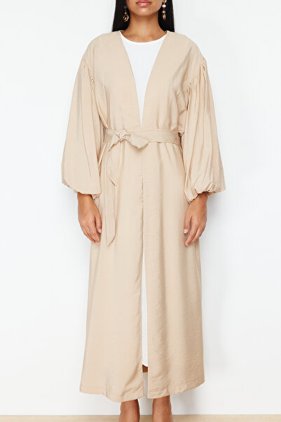 Trendyol Modest Stone Belted Long Woven Cap & Ferace & Abaya TCTSS24KF00001