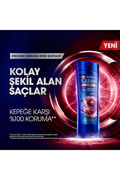 Clear Men Kepeğe Karşı Etkili Şampuan Hızlı Stil 2si 1 Arada 350 ml x 3