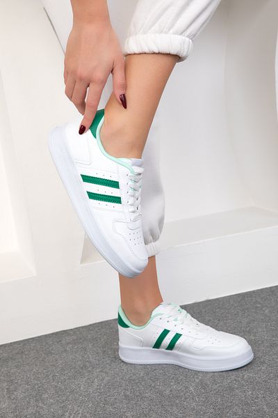 SOHO White-Green Women's Sneakers 18862