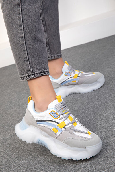 SOHO Ledově-bílo-žluté dámské tenisky 18861