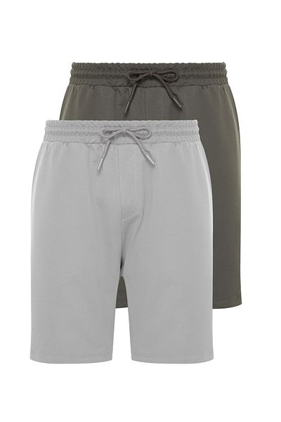 Trendyol Collection Antracitszürke 2 csomag - kényelmes 100% pamut rövidnadrág TMNSS24SR00013