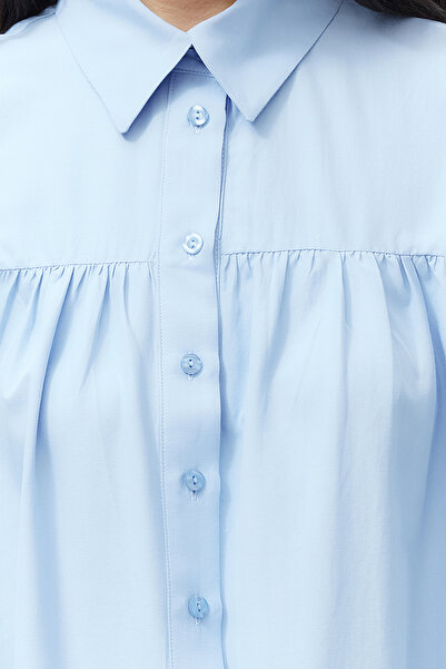 Trendyol Modest Világoskék húzózsinóros pamut szőtt ing TCTSS24TG00051