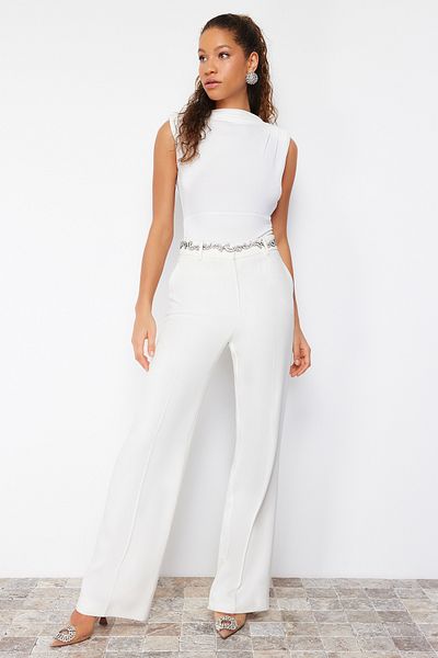 Trendyol Collection Весільне біле боді Orme приталене TPRSS24BD00012