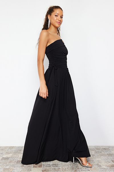 Trendyol Collection Чорні приталені довгі вечірні сукні Orme TPRSS24AE00019