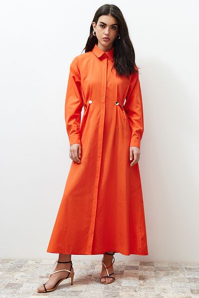 Trendyol Modest Αξεσουάρ με πλακάκια στη μέση Λεπτομερές υφασμένο πουκάμισο TCTSS24EB00142