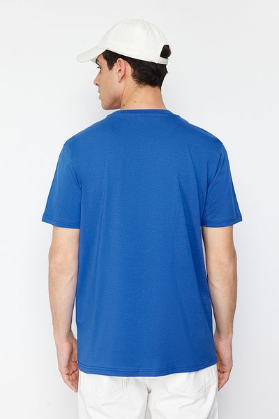 Trendyol Collection Modré tričko normálního střihu ze 100% bavlny - TMNSS21TS0808