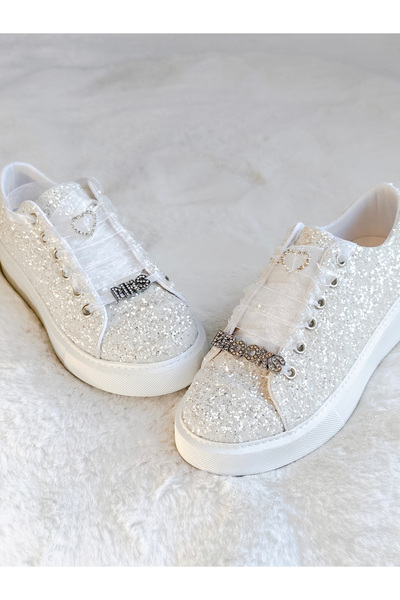 Ayakkabı Tutkusu Stilo ® Gelin Spor Ayakkabı Işıltıltılı ve Rahat Yastıklı Taban