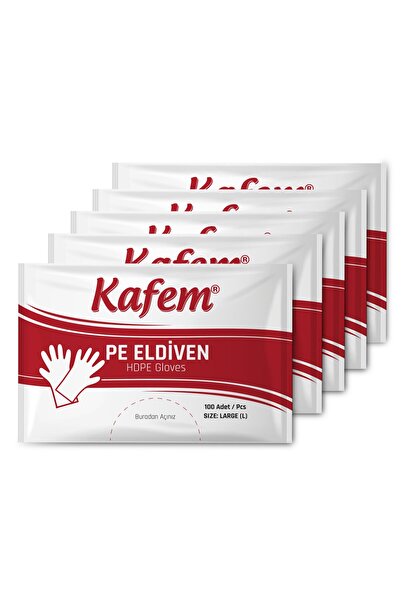 KAFEM PE Tek Kullanımlık Şeffaf Eldiven 100 Lü X 5 Paket