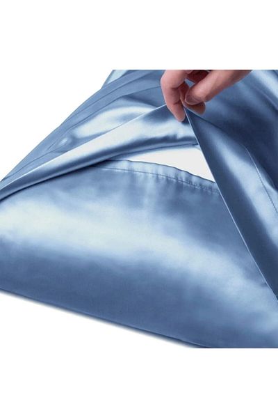 ANT HOME TEKS Μυρμήγκι Μεταξωτό Βαμβακερό Σατέν 50x70 εκ. Μαξιλαροθήκη Αντιιδρωτική Χωρίς Οσμή Σγουρά Μαλλιά Μπλε Γκρι 2 Τεμάχια