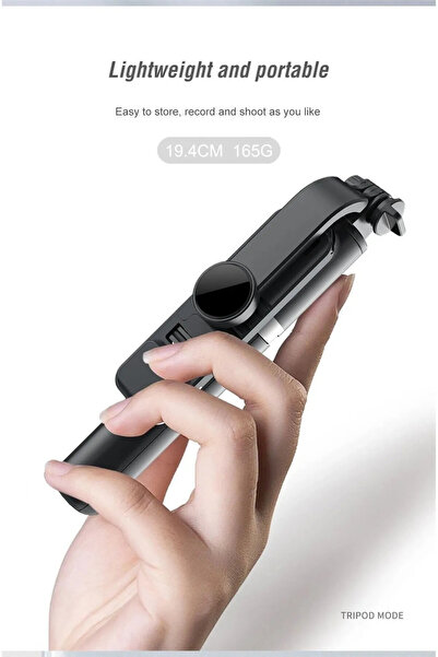 post alley Led Işıklı Selfie Çubuğu Bluetooth Kumandalı Kablosuz Tripot Selfie Monopod Selfie Stick