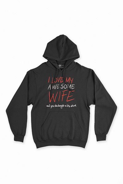 Cix Черен суитшърт с качулка - I Love My Wife Hoodie