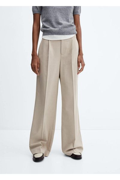 MANGO Woman Striped Fabric Trousers