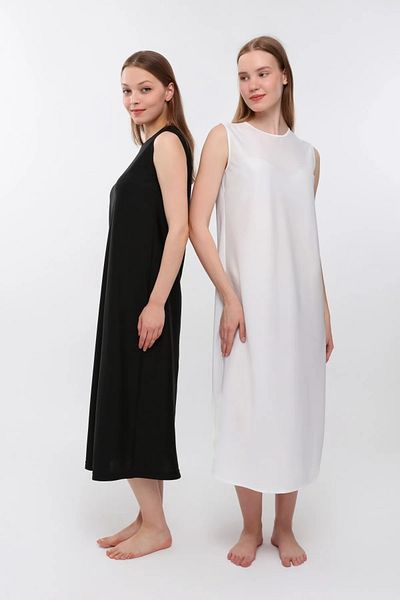 Modabenna Sleeveless Dress Lining Underwear Jupon Black White Set of 2