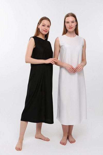 Modabenna Sleeveless Dress Lining Underwear Jupon Black White Set of 2