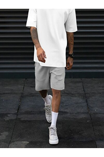 THE WHITE Pantaloni scurți pentru bărbați, gri, cu talie elastică