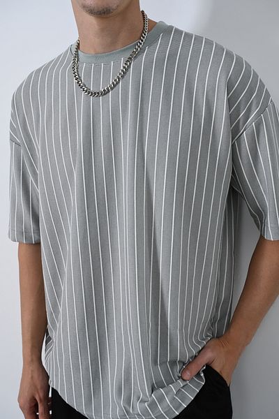 İLKCET MODA تيشيرت رجالي مخطط عادي